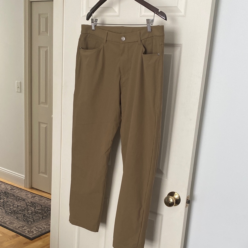 lululemon ABC 5 pocket pants 36x30 brown.
